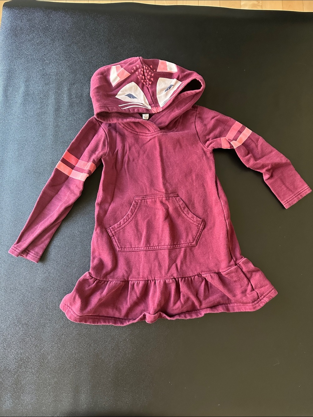 Tea Collection Berry Pink Hooded Sweatshirt Dress with Fox Print on hood